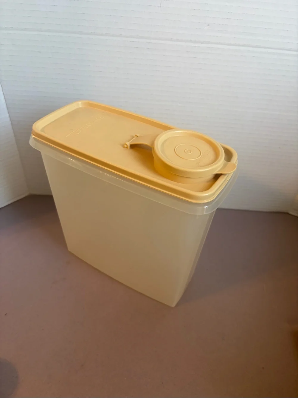 Tupperware Cream Storage Container with Yellow Lid